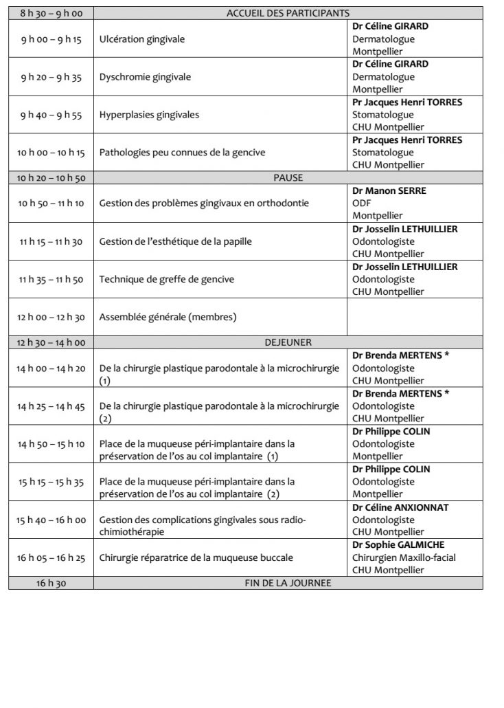 Programme de la 39e journée